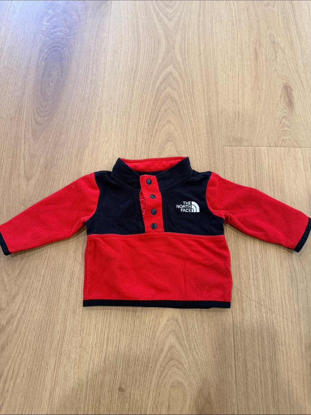 The North Face Red and Black Kids Fleece Snap Pullover
